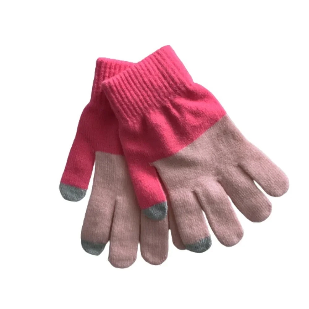 Old Navy Text Friendly Knit Gloves Pink Color Block